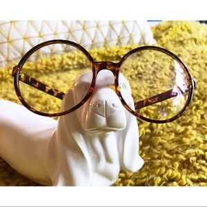 Oversized Round Tortoiseshell & Clear Lens Glasses